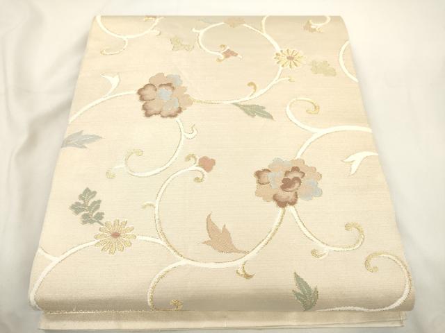 平和屋着物●六通柄　本袋帯　花唐草文　金糸　正絹　逸品　CABJ9595dy