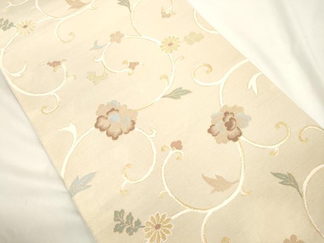 平和屋着物●六通柄　本袋帯　花唐草文　金糸　正絹　逸品　CABJ9595dy