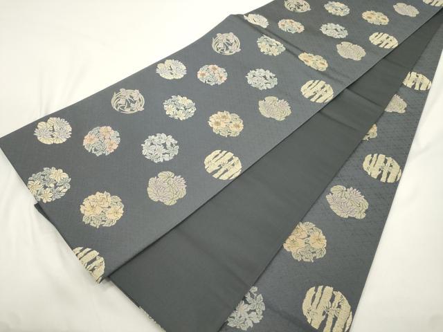 平和屋着物●西陣織　陰山織物謹製　箔屋清兵衛　六通柄袋帯　草木染　草花丸文　金糸　正絹　逸品　CABJ9596dy