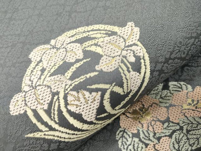 平和屋着物●西陣織　陰山織物謹製　箔屋清兵衛　六通柄袋帯　草木染　草花丸文　金糸　正絹　逸品　CABJ9596dy