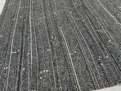 平和屋着物＊夏物　小紋　絽　枝花文　たたき染め　黒地　正絹　逸品　CABJ9605xi