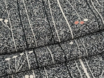 平和屋着物＊夏物　小紋　絽　枝花文　たたき染め　黒地　正絹　逸品　CABJ9605xi