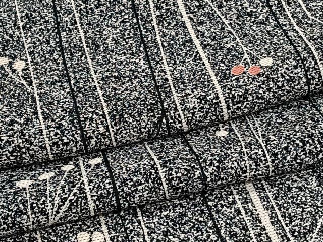 平和屋着物＊夏物　小紋　絽　枝花文　たたき染め　黒地　正絹　逸品　CABJ9605xi