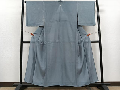 平和屋着物＊夏物　色無地　絽　藍鼠色　正絹　逸品　CABJ9610xi