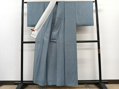 平和屋着物＊夏物　色無地　絽　藍鼠色　正絹　逸品　CABJ9610xi