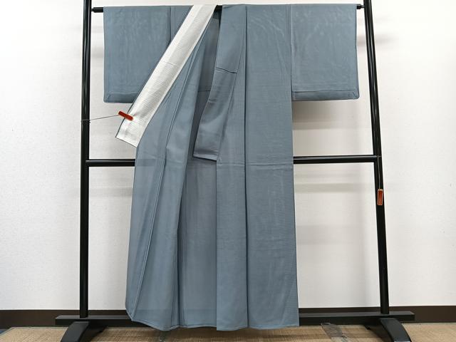 平和屋着物＊夏物　色無地　絽　藍鼠色　正絹　逸品　CABJ9610xi