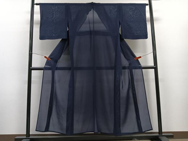 平和屋着物＊夏物　色無地　絽　青褐色　両面染め　正絹　逸品　CABJ9616xi