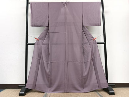 平和屋着物＊夏物　色無地　絽　葡萄色　正絹　逸品　CABJ9619xi