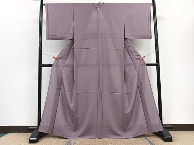 平和屋着物＊夏物　色無地　絽　葡萄色　正絹　逸品　CABJ9619xi