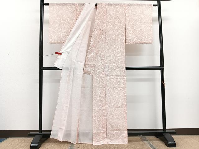 平和屋着物＊夏物　小紋　絽　石畳文　さんび謹製　洗える着物　CABJ9620xi