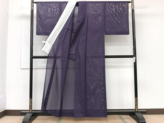 平和屋着物＊夏物　色無地　絽　深紫色　洗える着物　CABJ9627xi