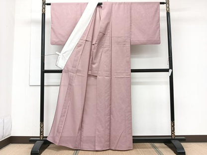 平和屋着物＊夏物　色無地　絽　退紅色　洗える着物　CABJ9628xi