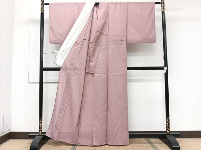 平和屋着物＊夏物　色無地　絽　退紅色　洗える着物　CABJ9628xi