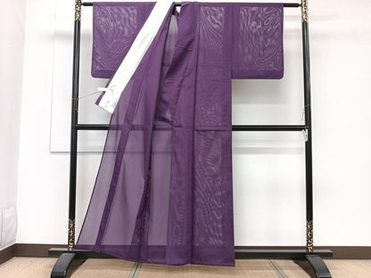 平和屋着物＊夏物　色無地　絽　葡萄色　洗える着物　CABJ9633xi