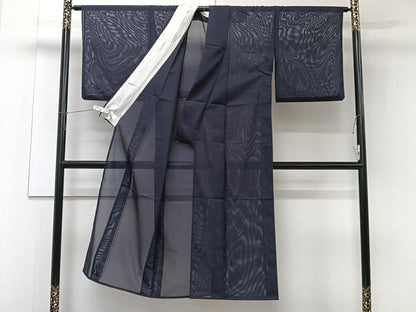 平和屋着物＊夏物　色無地　絽　青褐色　洗える着物　CABJ9635xi