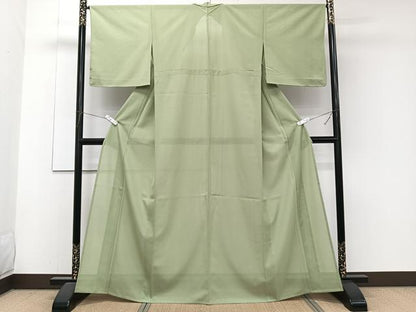 平和屋着物＊夏物　色無地　絽　苗色　洗える着物　未使用　CABJ9638xi