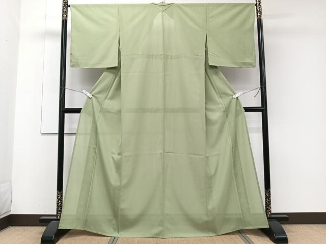 平和屋着物＊夏物　色無地　絽　苗色　洗える着物　未使用　CABJ9638xi