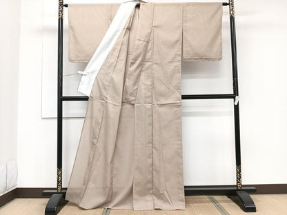 平和屋着物＊夏物　色無地　絽　白茶色　洗える着物　未使用　CABJ9641xi