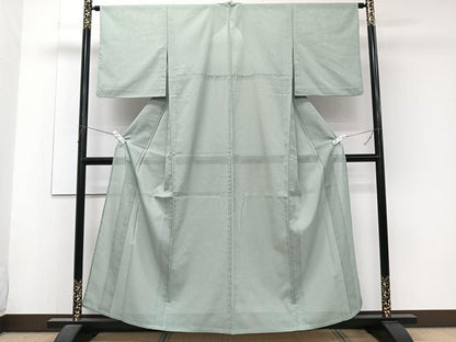 平和屋着物＊夏物　色無地　絽　山葵色　洗える着物　CABJ9642xi