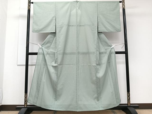 平和屋着物＊夏物　色無地　絽　山葵色　洗える着物　CABJ9642xi