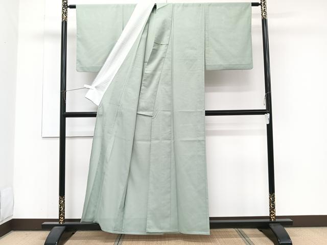 平和屋着物＊夏物　色無地　絽　山葵色　洗える着物　CABJ9642xi