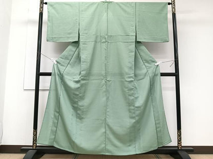 平和屋着物＊夏物　色無地　絽　山葵色　洗える着物　CABJ9644xi