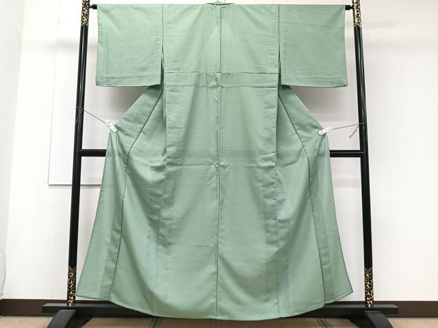 平和屋着物＊夏物　色無地　絽　山葵色　洗える着物　CABJ9644xi