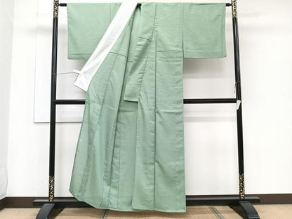 平和屋着物＊夏物　色無地　絽　山葵色　洗える着物　CABJ9644xi