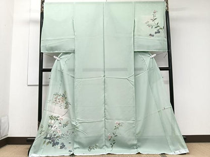 平和屋着物＊夏物　訪問着　絽　友禅　作家物　枝草花文　暈し染め　仮絵羽　正絹　逸品　未使用　CABJ9647xi