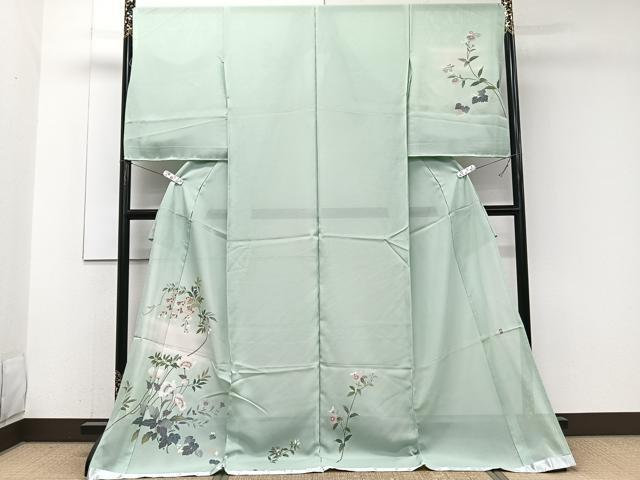 平和屋着物＊夏物　訪問着　絽　友禅　作家物　枝草花文　暈し染め　仮絵羽　正絹　逸品　未使用　CABJ9647xi