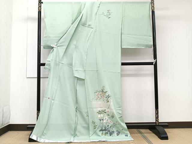 平和屋着物＊夏物　訪問着　絽　友禅　作家物　枝草花文　暈し染め　仮絵羽　正絹　逸品　未使用　CABJ9647xi