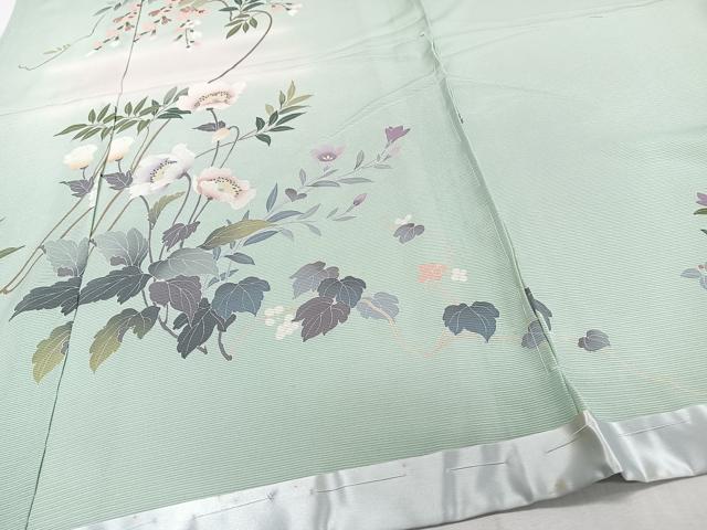 平和屋着物＊夏物　訪問着　絽　友禅　作家物　枝草花文　暈し染め　仮絵羽　正絹　逸品　未使用　CABJ9647xi