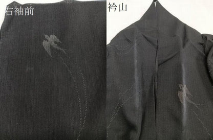 平和屋着物＊夏物　紗紬　飛鳥文　黒地　正絹　逸品　CABJ9652xi