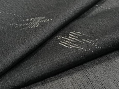 平和屋着物＊夏物　紗紬　飛鳥文　黒地　正絹　逸品　CABJ9652xi