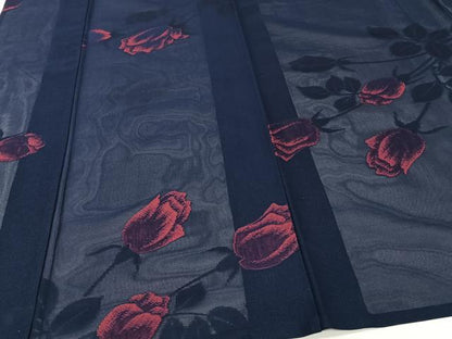 平和屋着物＊夏物　小紋　紗　ローズ　正絹　逸品　CABJ9656xi