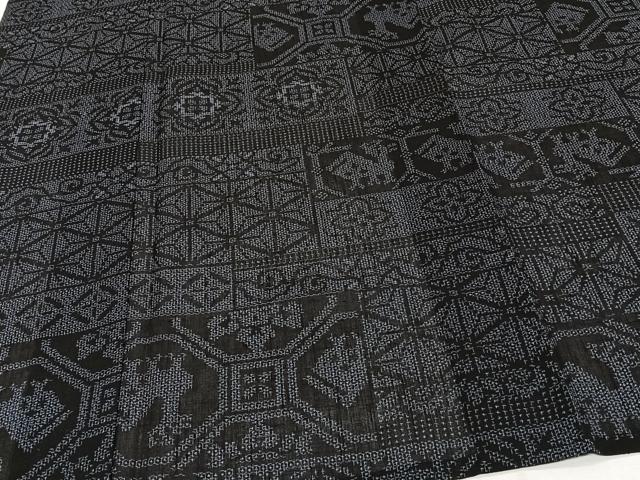 平和屋着物＊夏物　夏結城　動物花文　反端付き　正絹　逸品　CABJ9659xi