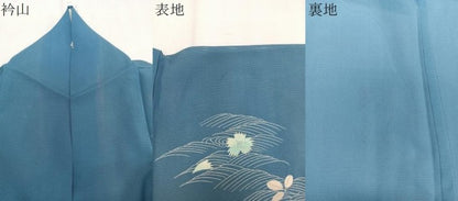 平和屋着物＊夏物　訪問着　絽　駒刺繍　立波草花文　三越扱い　正絹　逸品　CABJ9663xi