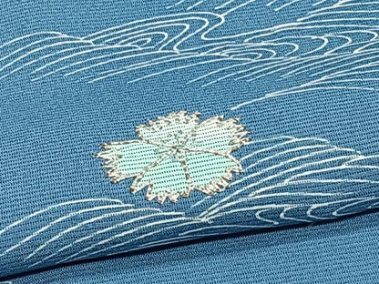 平和屋着物＊夏物　訪問着　絽　駒刺繍　立波草花文　三越扱い　正絹　逸品　CABJ9663xi
