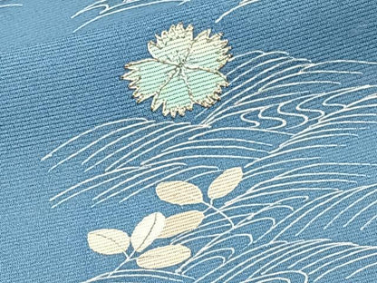平和屋着物＊夏物　訪問着　絽　駒刺繍　立波草花文　三越扱い　正絹　逸品　CABJ9663xi