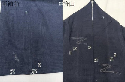 平和屋着物＊夏物　小紋　市松紋絽　流水幾何学文　正絹　逸品　CABJ9664xi