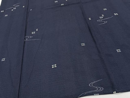 平和屋着物＊夏物　小紋　市松紋絽　流水幾何学文　正絹　逸品　CABJ9664xi