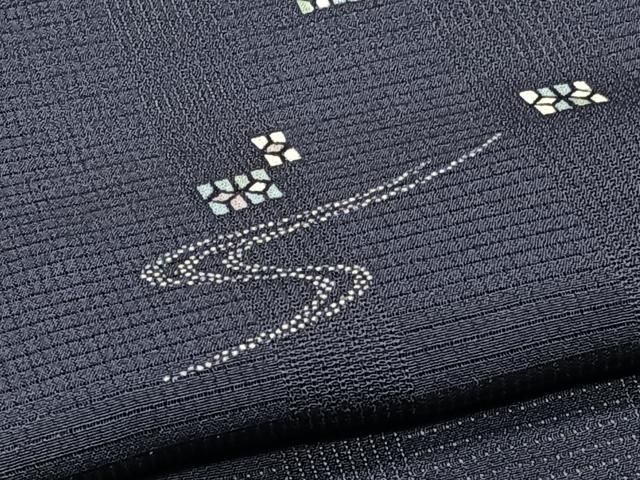 平和屋着物＊夏物　小紋　市松紋絽　流水幾何学文　正絹　逸品　CABJ9664xi