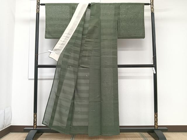 平和屋着物＊夏物　紗紬　横段抽象文　正絹　逸品　CABJ9667xi
