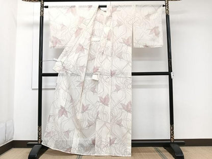 平和屋着物＊夏物　紗紬　糸舞蝶文　正絹　逸品　CABJ9668xi
