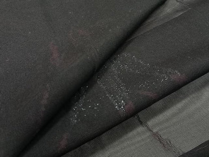 平和屋着物＊夏物　小紋　紗　枝草文　黒地　正絹　逸品　未使用　CABJ9670xi