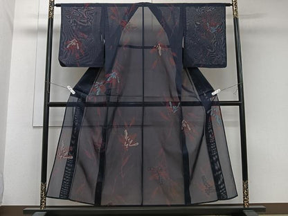 平和屋着物＊夏物　小紋　紗　枝草文　正絹　逸品　未使用　CABJ9671xi