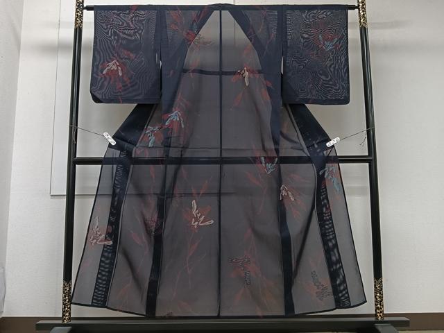 平和屋着物＊夏物　小紋　紗　枝草文　正絹　逸品　未使用　CABJ9671xi
