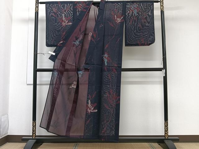 平和屋着物＊夏物　小紋　紗　枝草文　正絹　逸品　未使用　CABJ9671xi