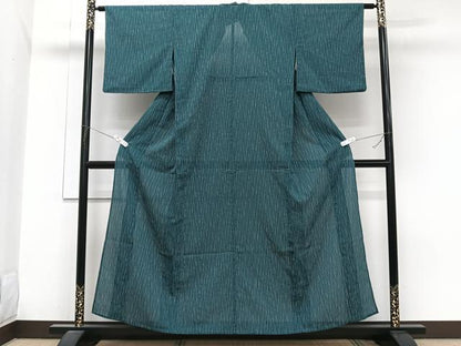 平和屋着物＊夏物　小紋　紗　縞　正絹　逸品　CABJ9673xi