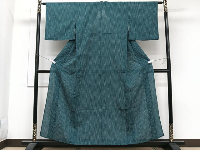 平和屋着物＊夏物　小紋　紗　縞　正絹　逸品　CABJ9673xi